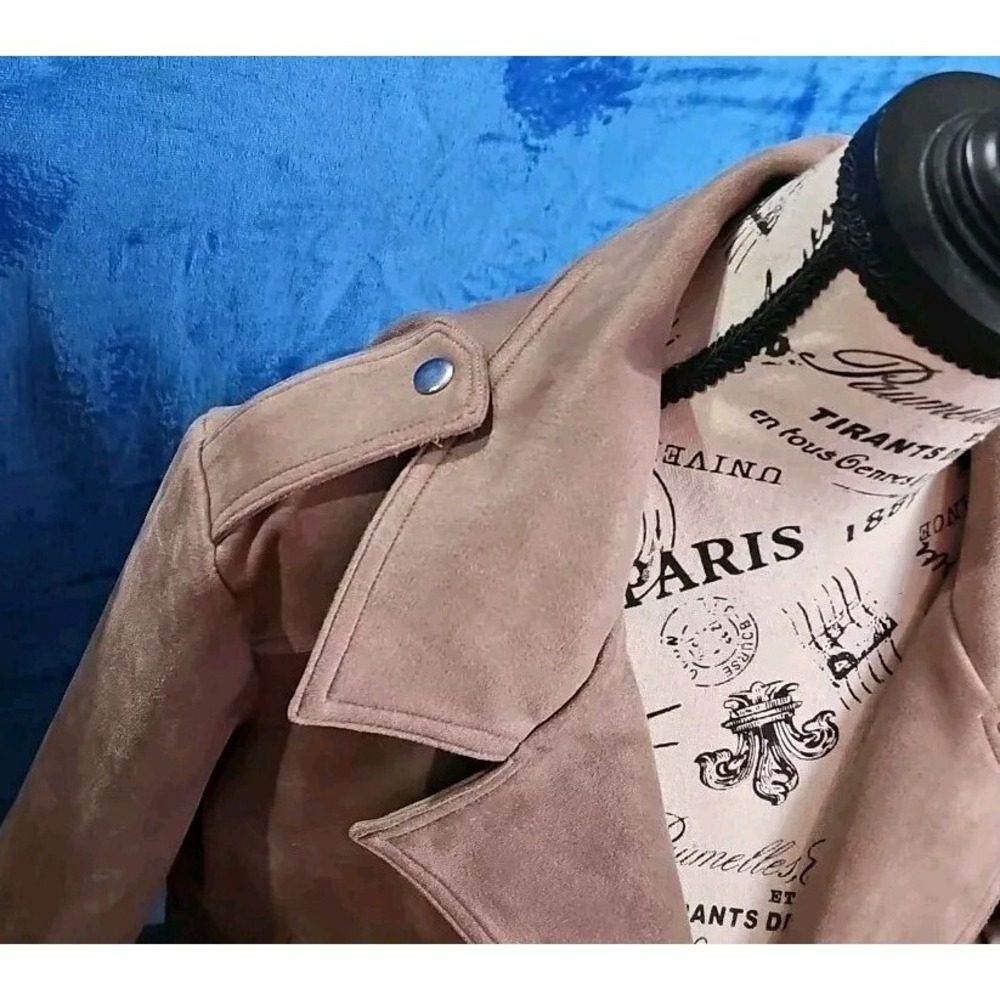 Philosophy Large Double Breasted‎ Mauve Faux Liquid Leather Open Front CL11 - Picture 5 of 10